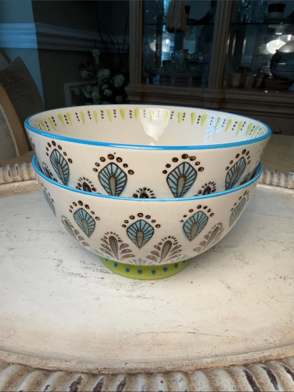 Pier 1 “Ellie Peacock” Bowls (2)
